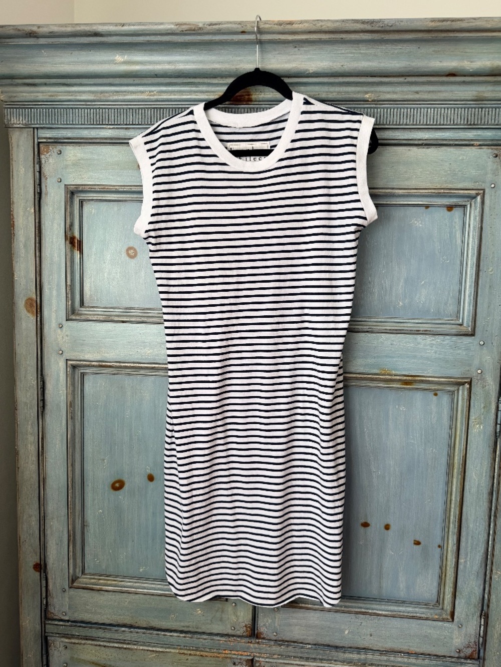 Frank & Eileen Cori Striped Muscle Tee Shirt Dress in Navy French Stripe Size S - Picture 8 of 9